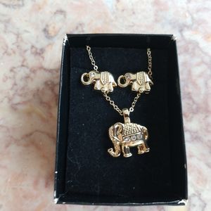 #8 CHILD's Lucky Elephant Goldtone Necklace Earrings